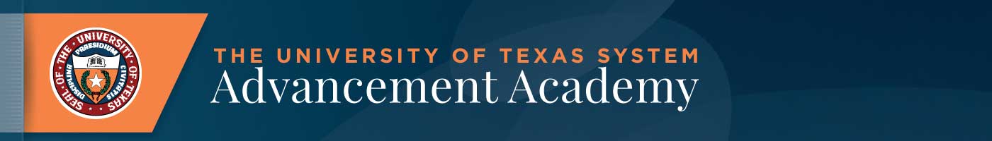 Text of image: The University of Texas System: Advancement Academy