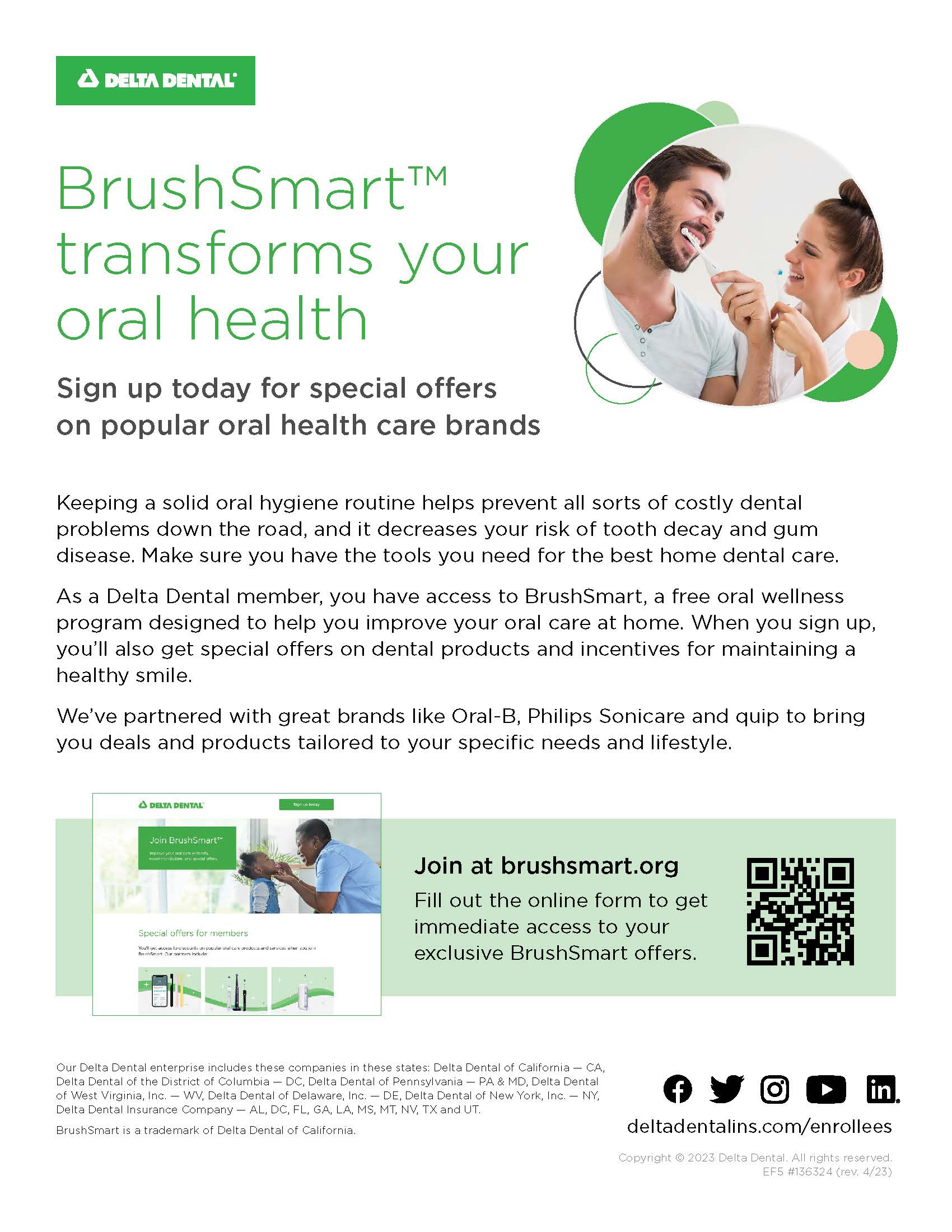 Delta Dental BrushSmart Savings cover sheet