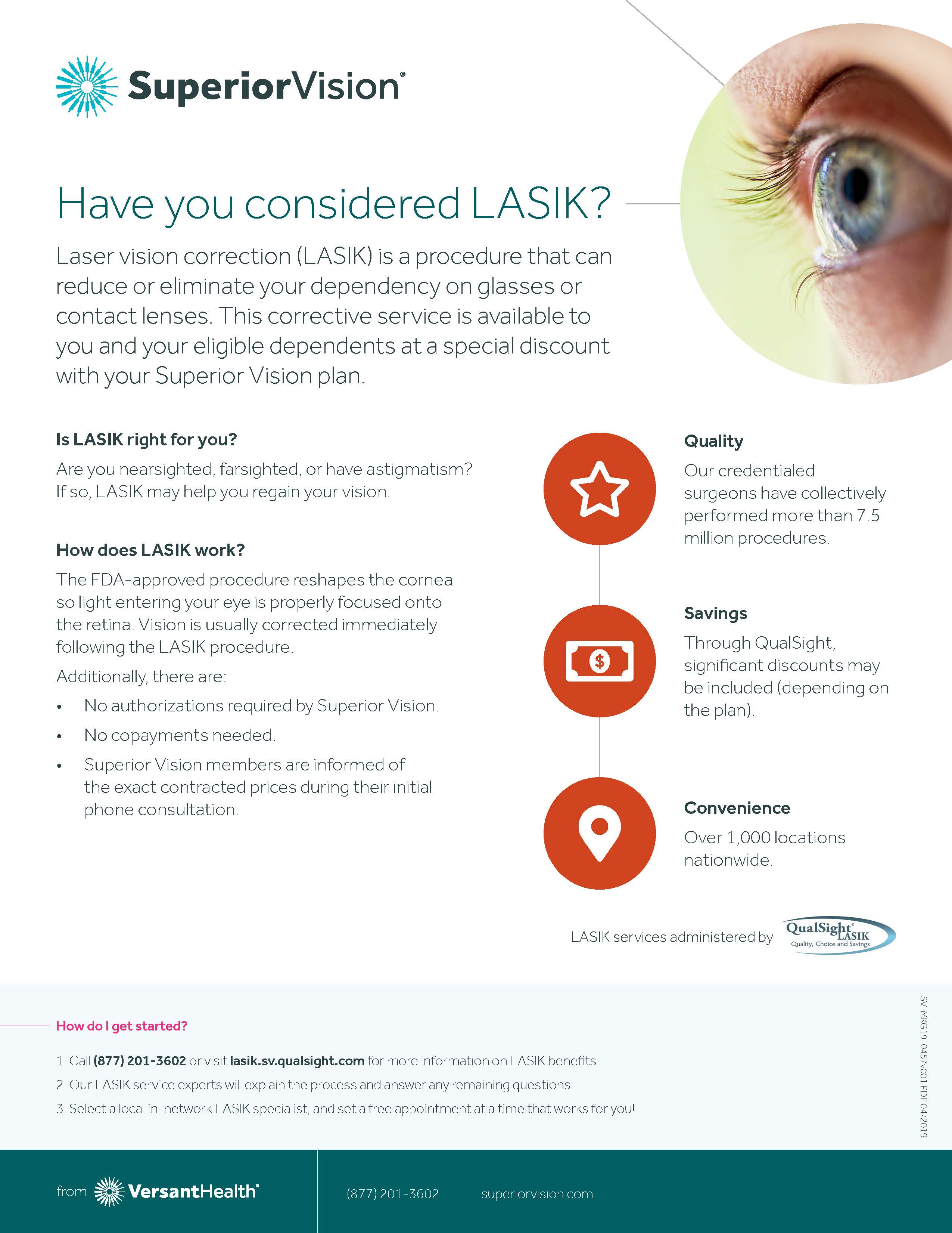 Flyer for Superior Vision LASIK option plan