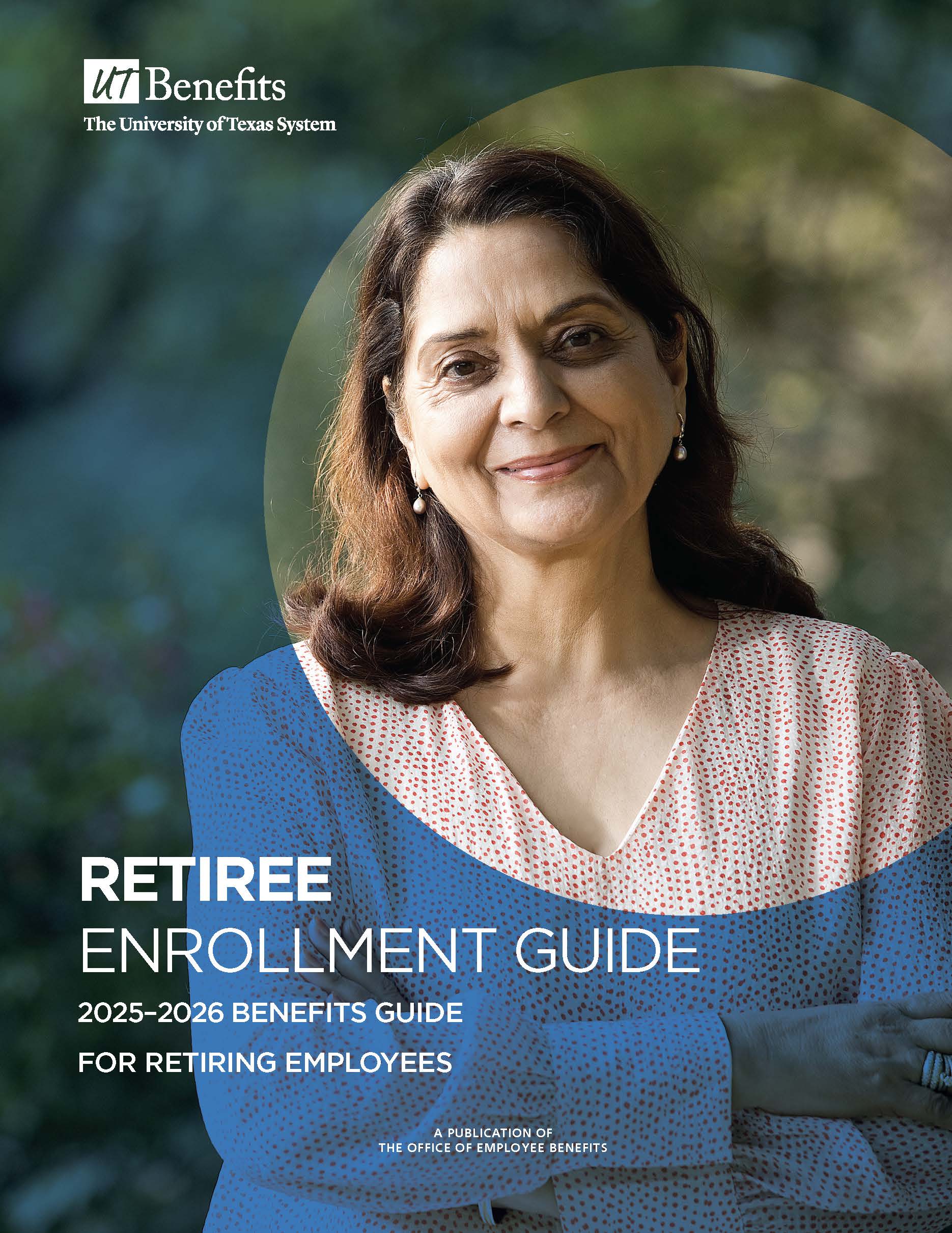 Retiree Enrollment Guide cover with a retiree looking directly at the camera