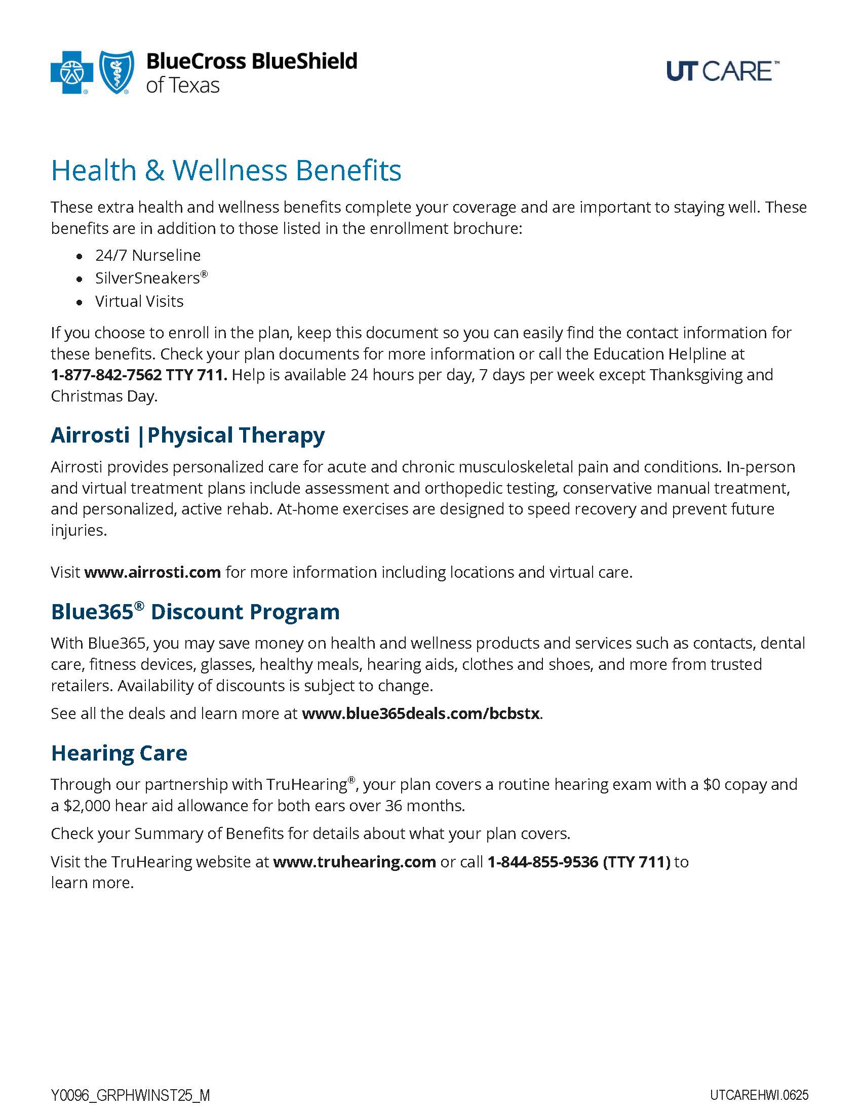 UT CARE Health & Wellness Benefits cover