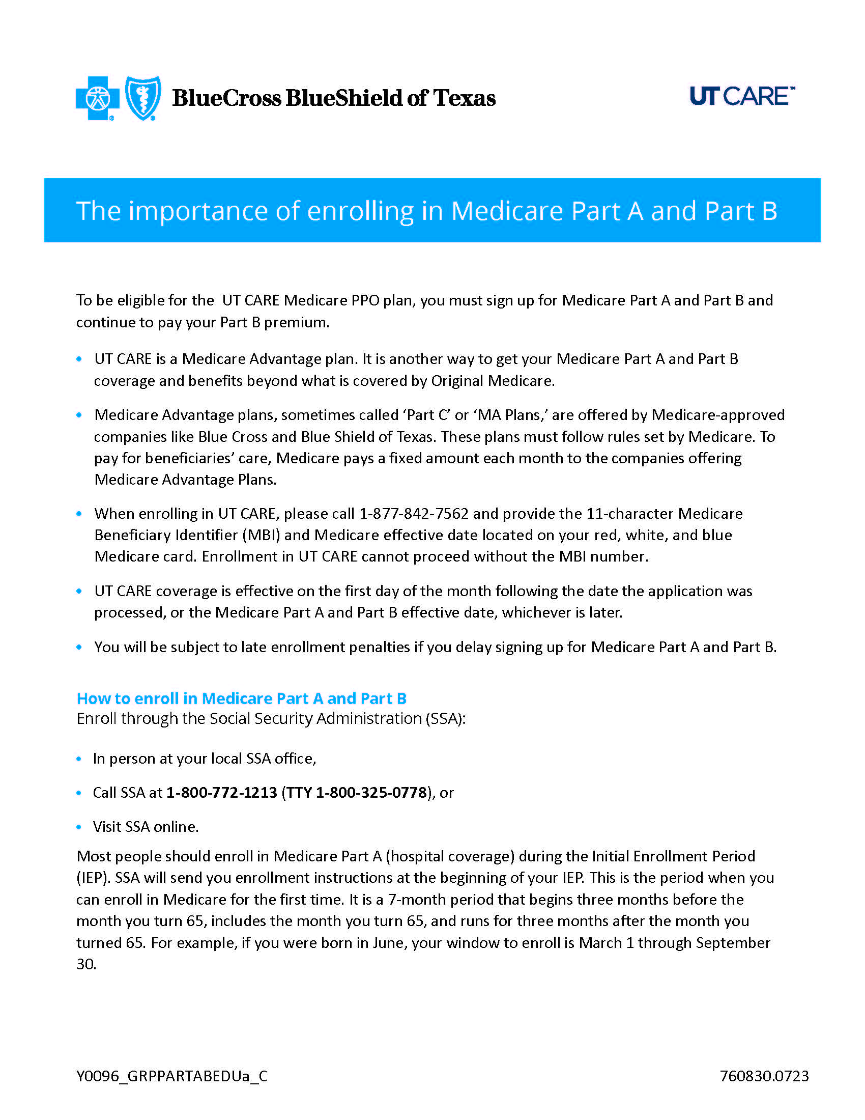 UT CARE Importance of Part A and B cover