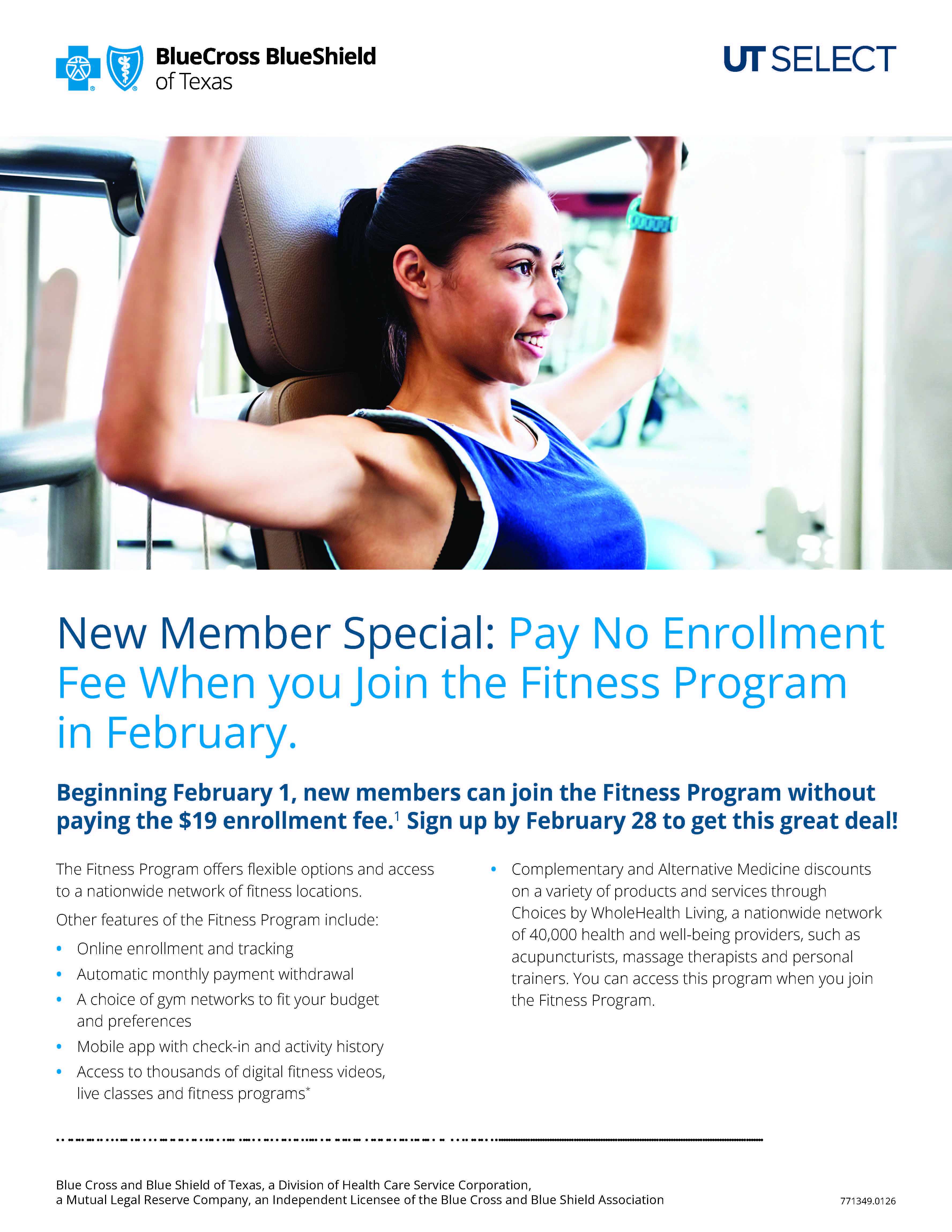Image of page 1 of UT SELECT Fitness Program flyer