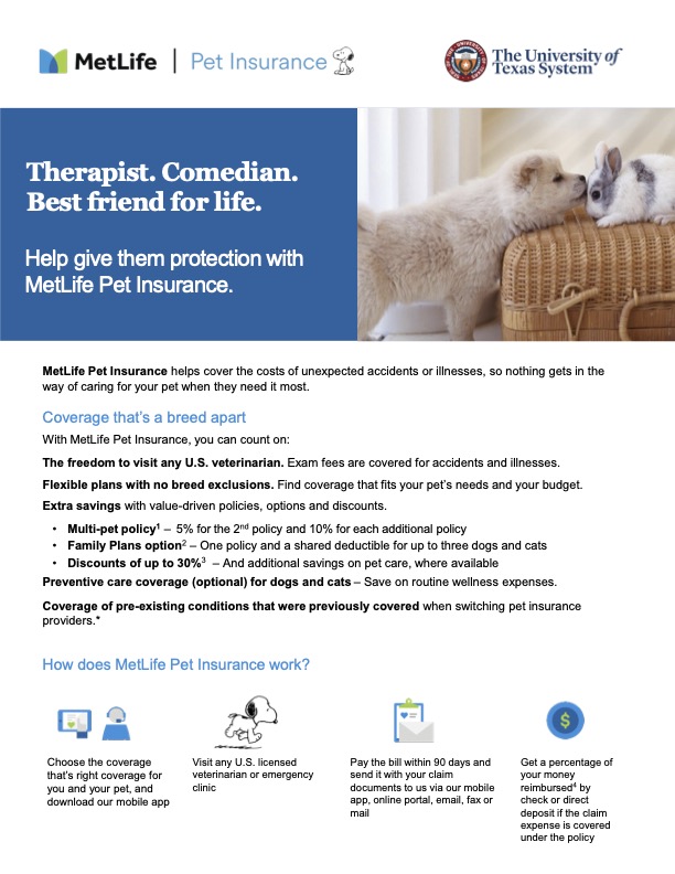 MetLife Pet Benefit Overview Flyer Cover