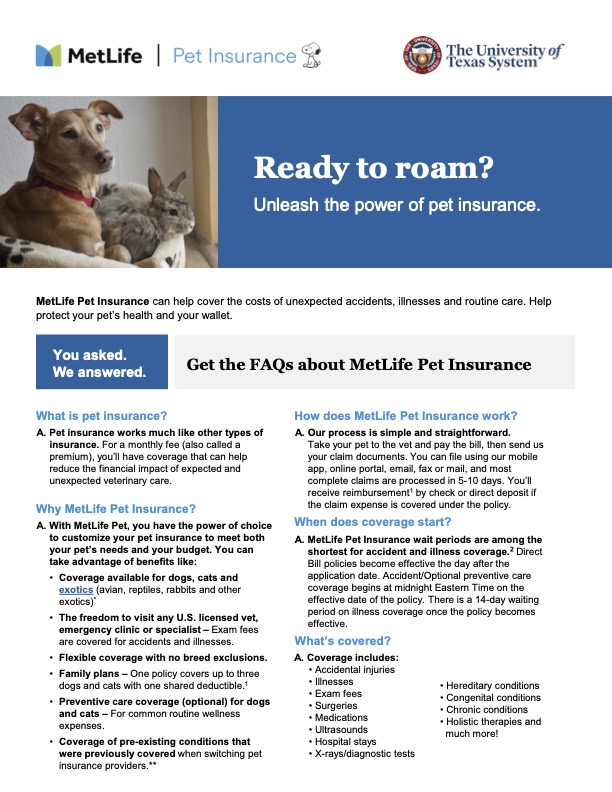 MetLife Pet FAQ Flyer