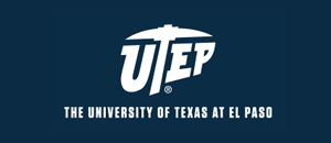 UT El Paso logo over a dark blue background