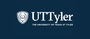 UT Tyler logo over a dark blue background