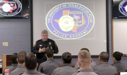 Director of Police Michael Heidingsfield leads a training at the Academy.