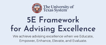 Text on image: 5E Framework for Advising Excellent.  Link to full PDF document.