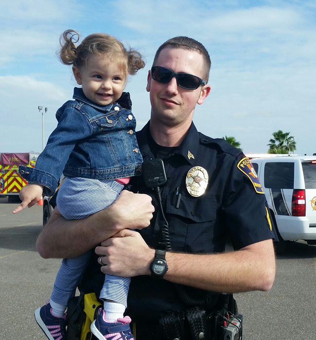 Van Slusser photo with daughter, officer at UT Rio Grande Valley