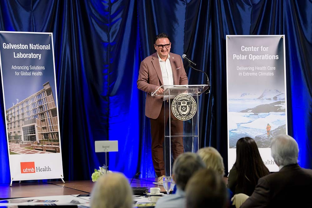 UTMB president Dr. Jochen Reiser shares the institution’s unique history and expertise with CCEC members
