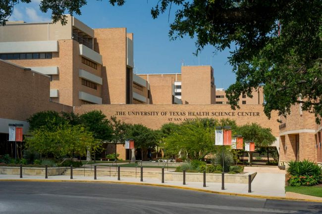 Front entrance and facade of the UT Health Science Center San Antonio