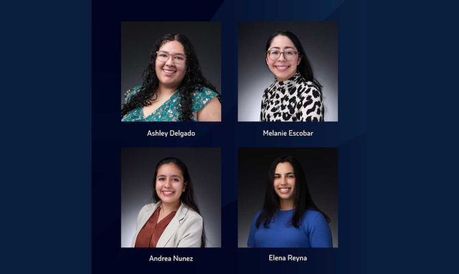 Four recent graduates from The University of Texas at El Paso have been chosen to participate in the Fulbright U.S. Student Program. They are (clockwise from top left): Ashley Delgado, Melanie Escobar, Elena Reyna and Andrea Núñez.