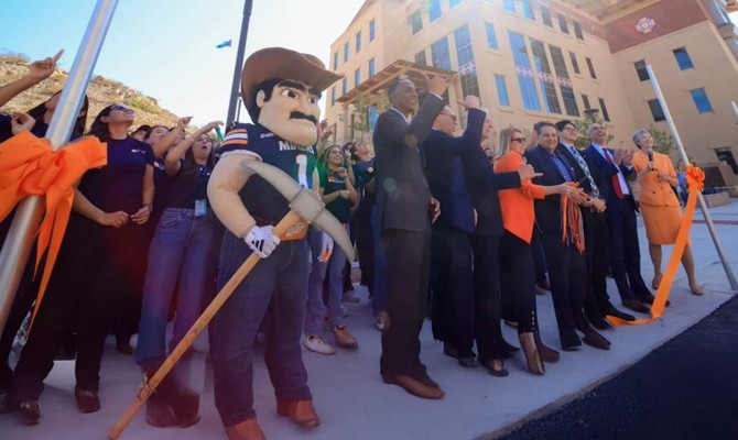 Officials, students and Paydirt Pete launched the opening at a ribbon-cutting ceremony Friday morning.
