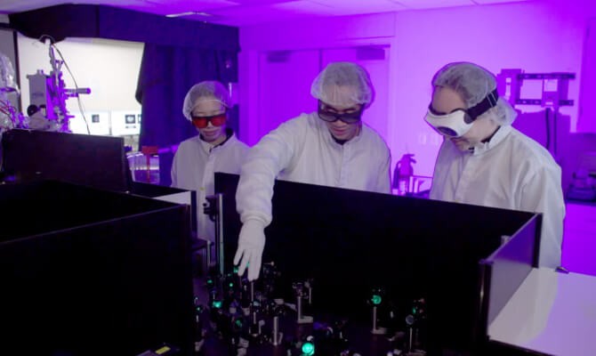 Physicist Edoardo Baldini and his team advance quantum discoveries in the Love, Tito’s Quantum Materials Characterization Lab in Welch Hall.